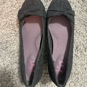 Jellypop Black Lace Flats with Bow